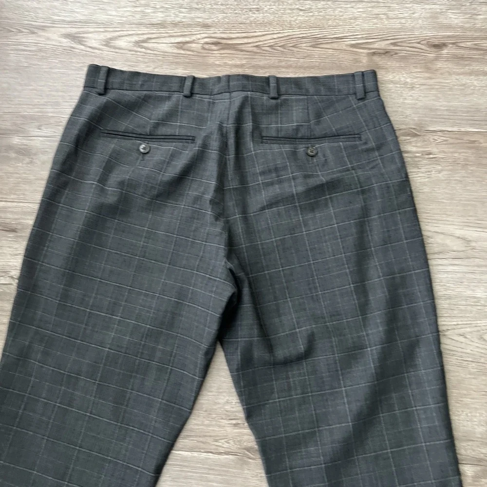 Club Monaco Sutton Slim Fit Pants Mens 32x32 Gray Plaid Wool Blend